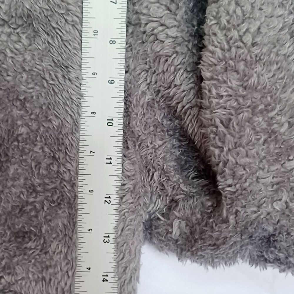 Women's Size S Hooded Fleece Pajama Set, 2-Piece, Gray/White, Long Sleeve Plush - Picture 14 of 15